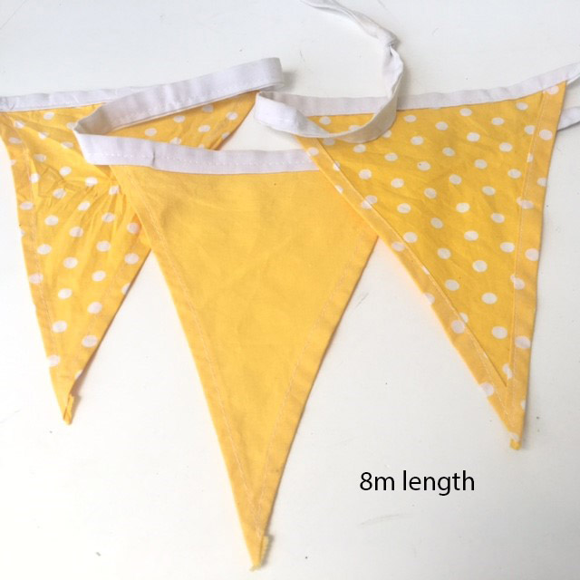 BUNTING, Yellow & Yellow Polka Dot - 11m Length